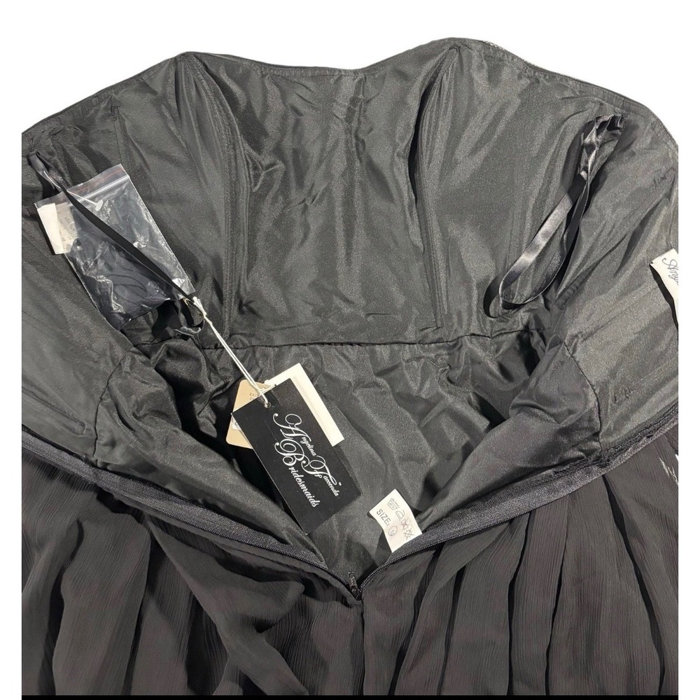 Strapless Black Prom Gown with Ruched Bodice - Picture 7 of 10